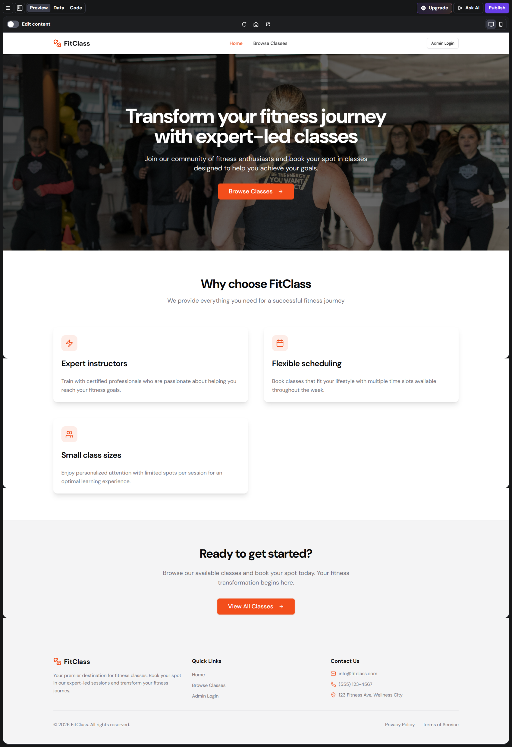 Fitness Class Booking App Built By Hostinger's Horizons Fitness Class Booking App Built By Hostinger's Horizons