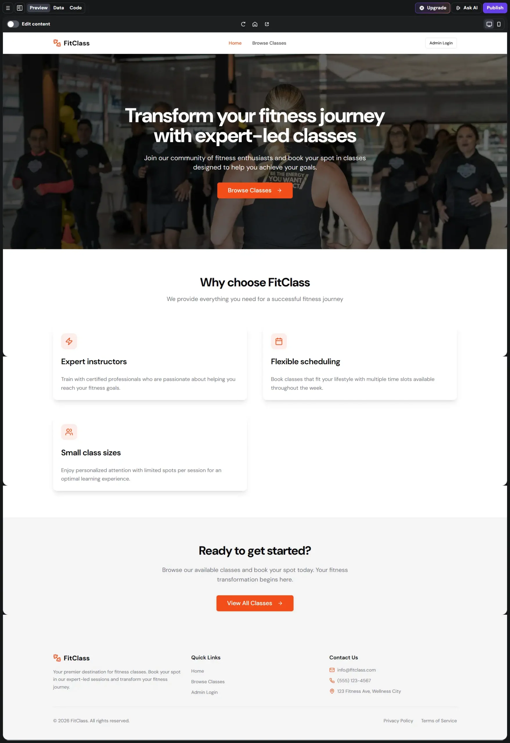 Fitness Class Booking App I Generated Fitness Class Booking App I Generated