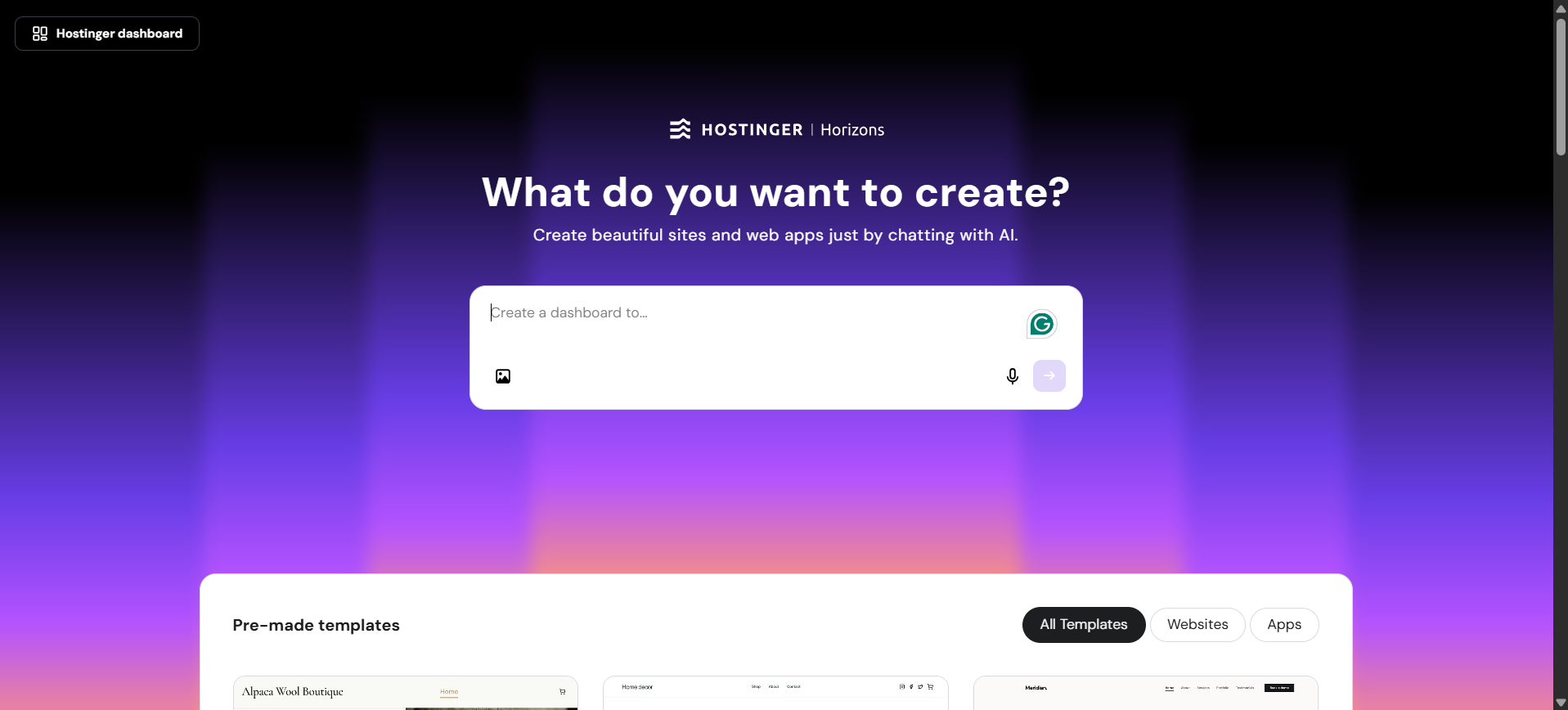 Hostinger Horizon Home Page Hostinger Horizon Home Page